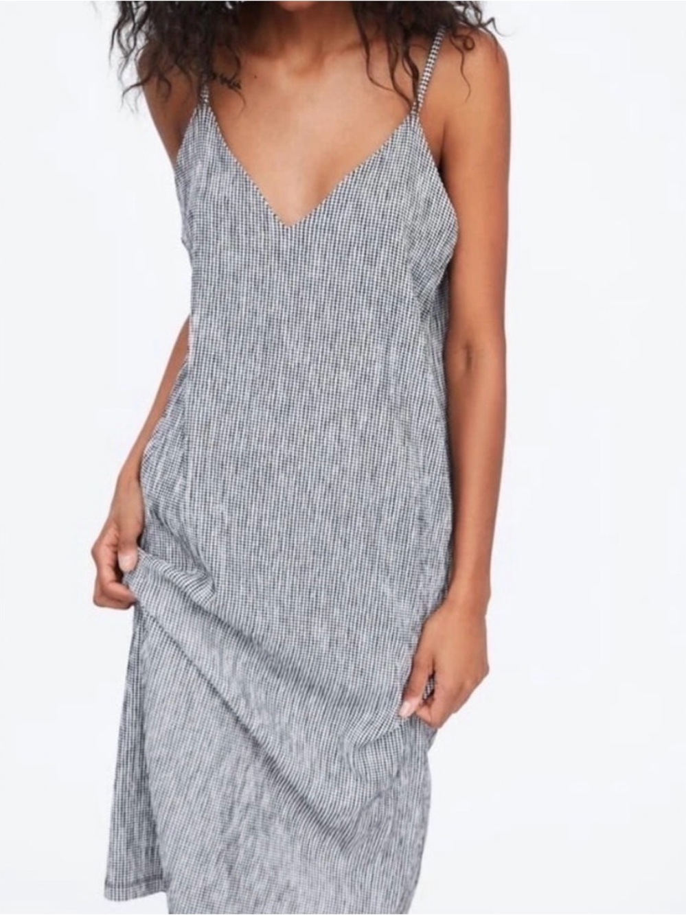 ZARA Dress Size XL Spaghetti Sleeveless Mini Slip Plaid Checkered